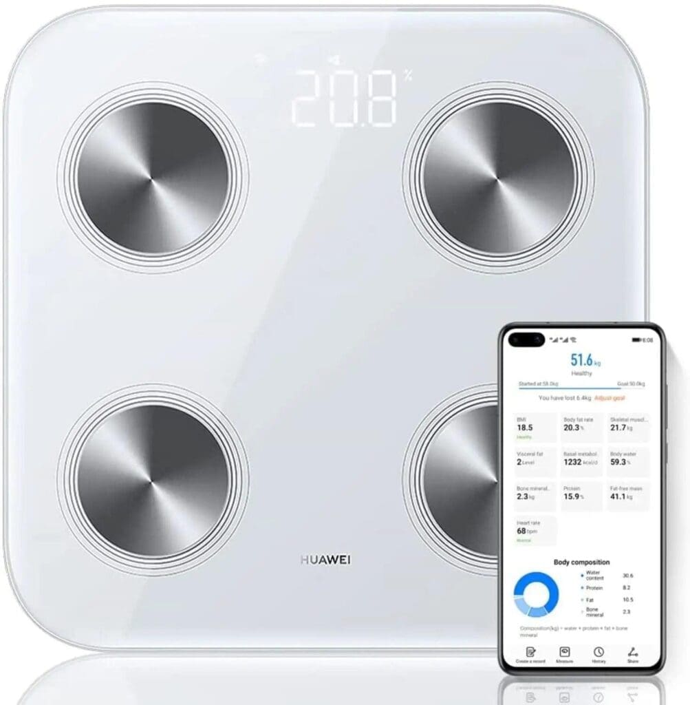 Huawei Scale 3 (Smart Body Composition Scale, Body Fat Rate, Muscle Mass with Wi-Fi and Bluetooth Support)